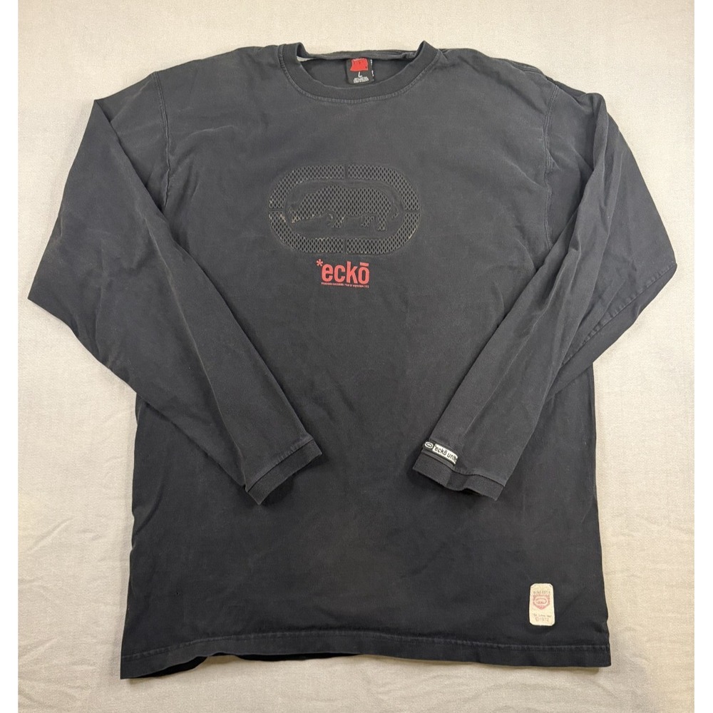 Vintage Y2K Ecko Unltd Black Long Sleeve T-Shirt Rhino Graphic Men's L Grunge